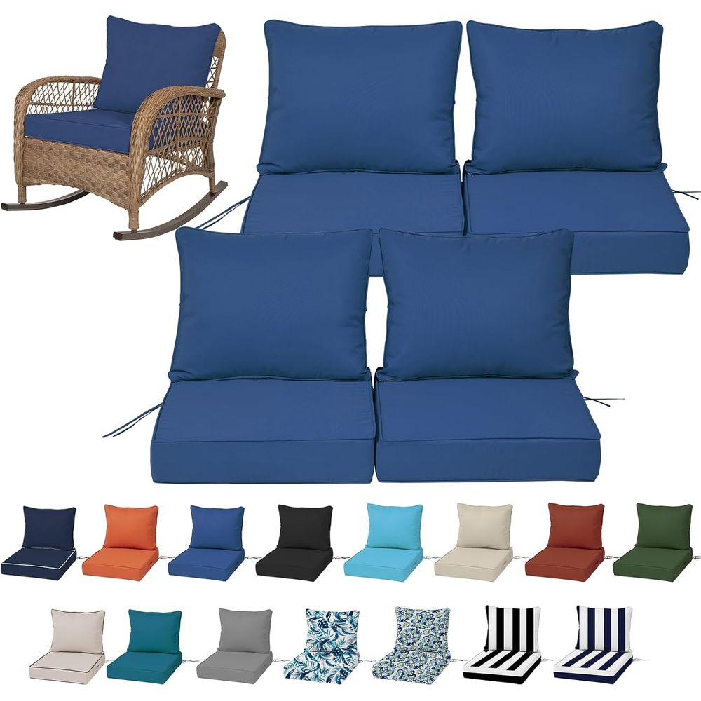 Outdoor Furniture Replacement Fabric - Juego de 4 Cojines Profundos para