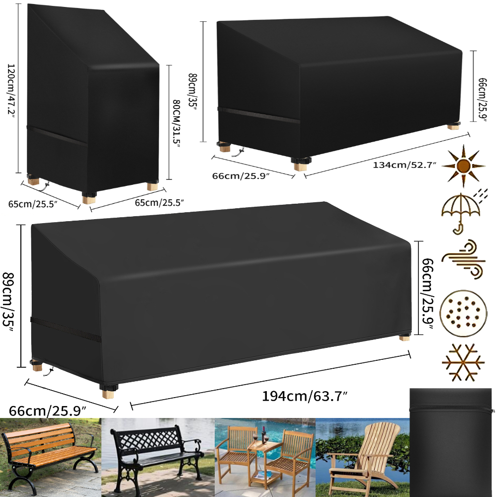 Outdoor Furniture Bench - Fundas Impermeables para Sillas de Patio,