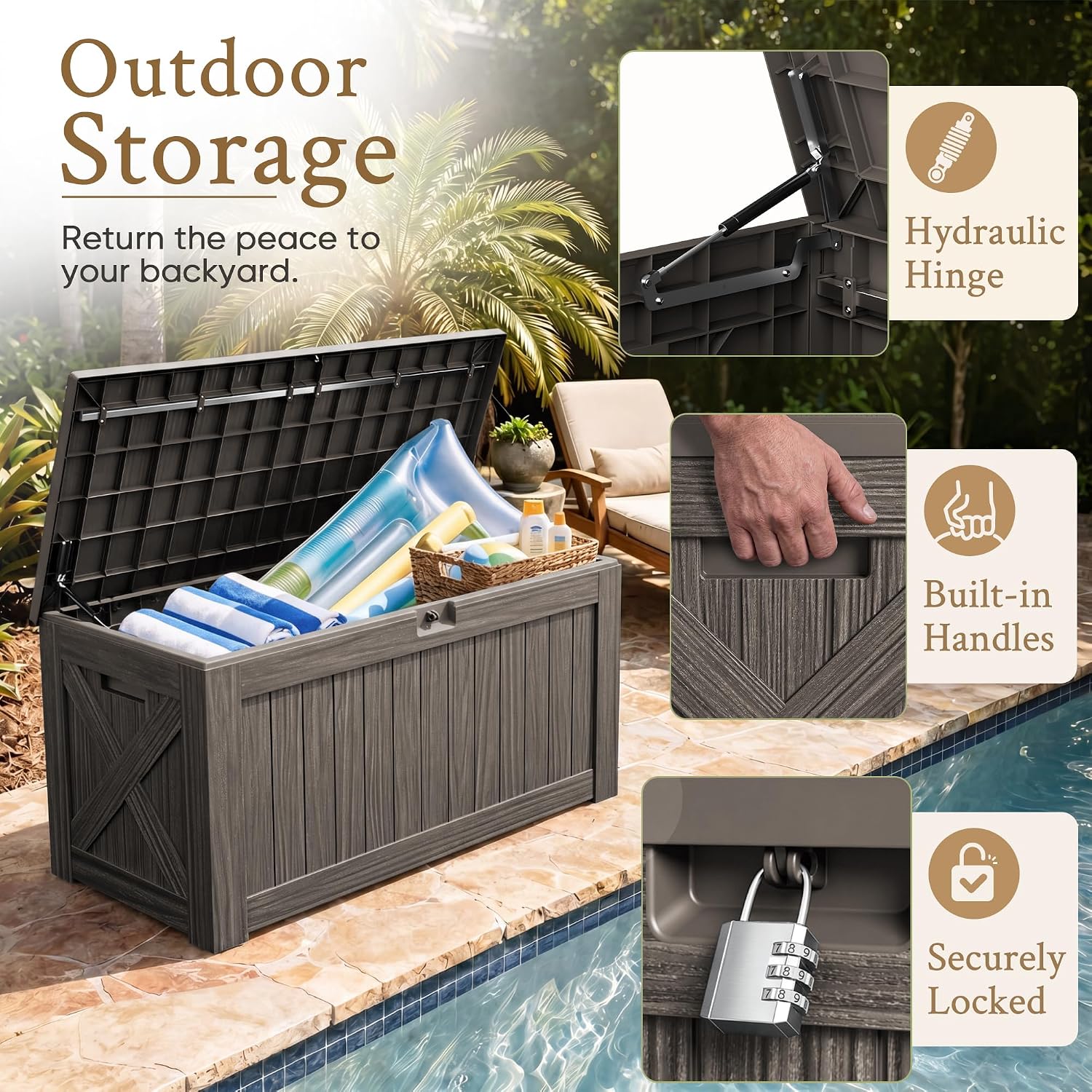 Caja de almacenamiento grande  - Outdoor Furniture Bench reseña y precio