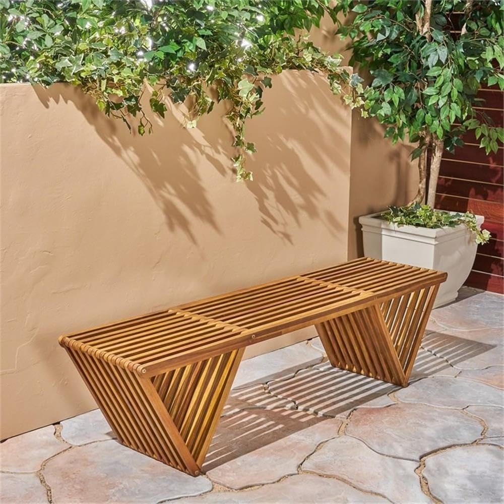 Banco de madera de acacia con  - Outdoor Furniture Bench reseña y precio