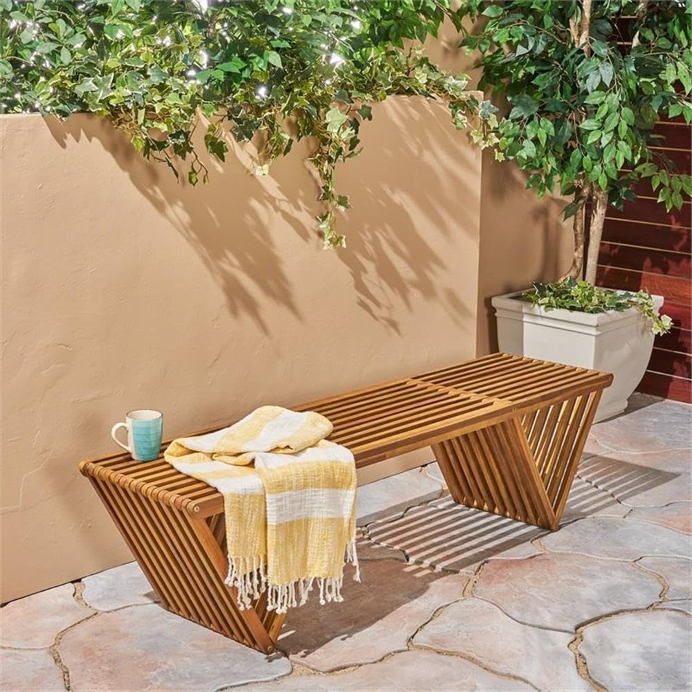 Banco de madera de acacia con  - Outdoor Furniture Bench reseña y precio